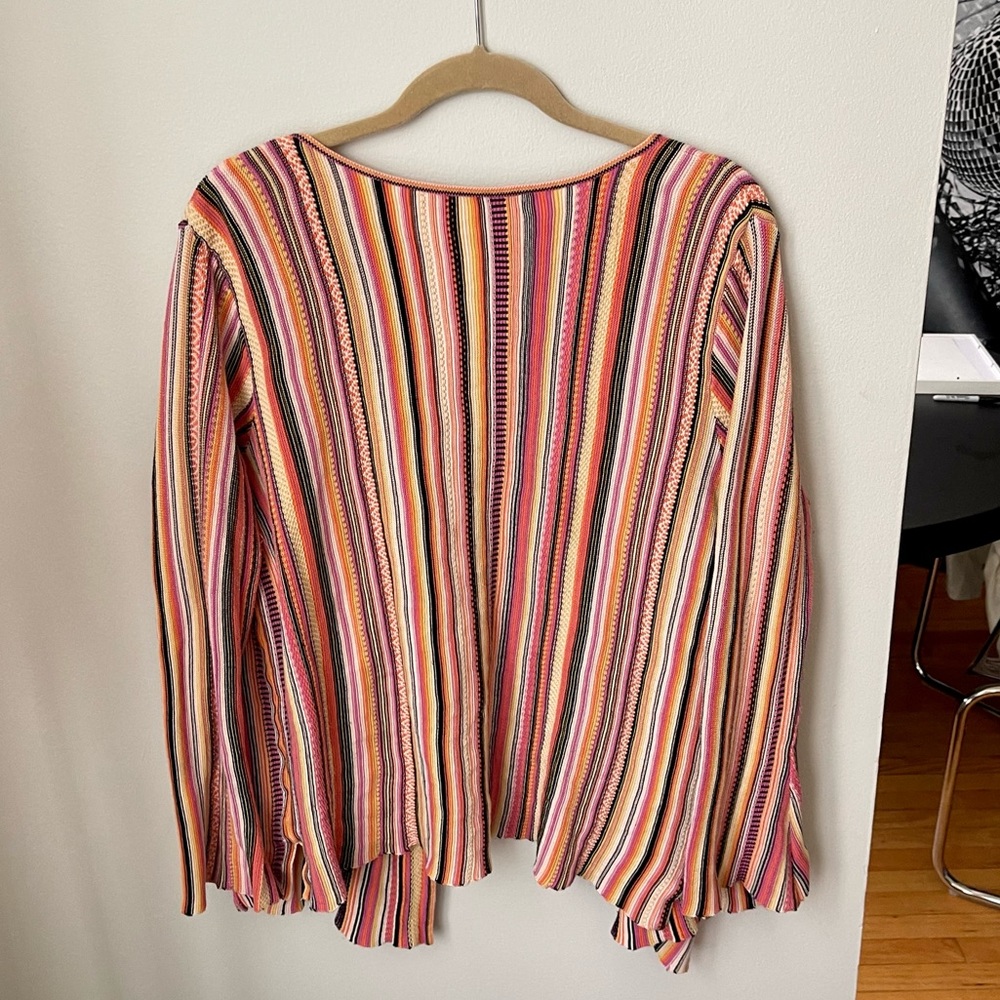 Beyond Threads Multicolor Striped Sweater Open Ca… - image 4